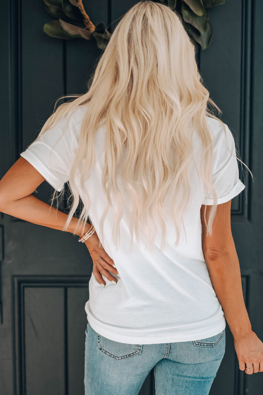 White Sequin Crawfish Potato Lemon Corn Graphic Crewneck T Shirt