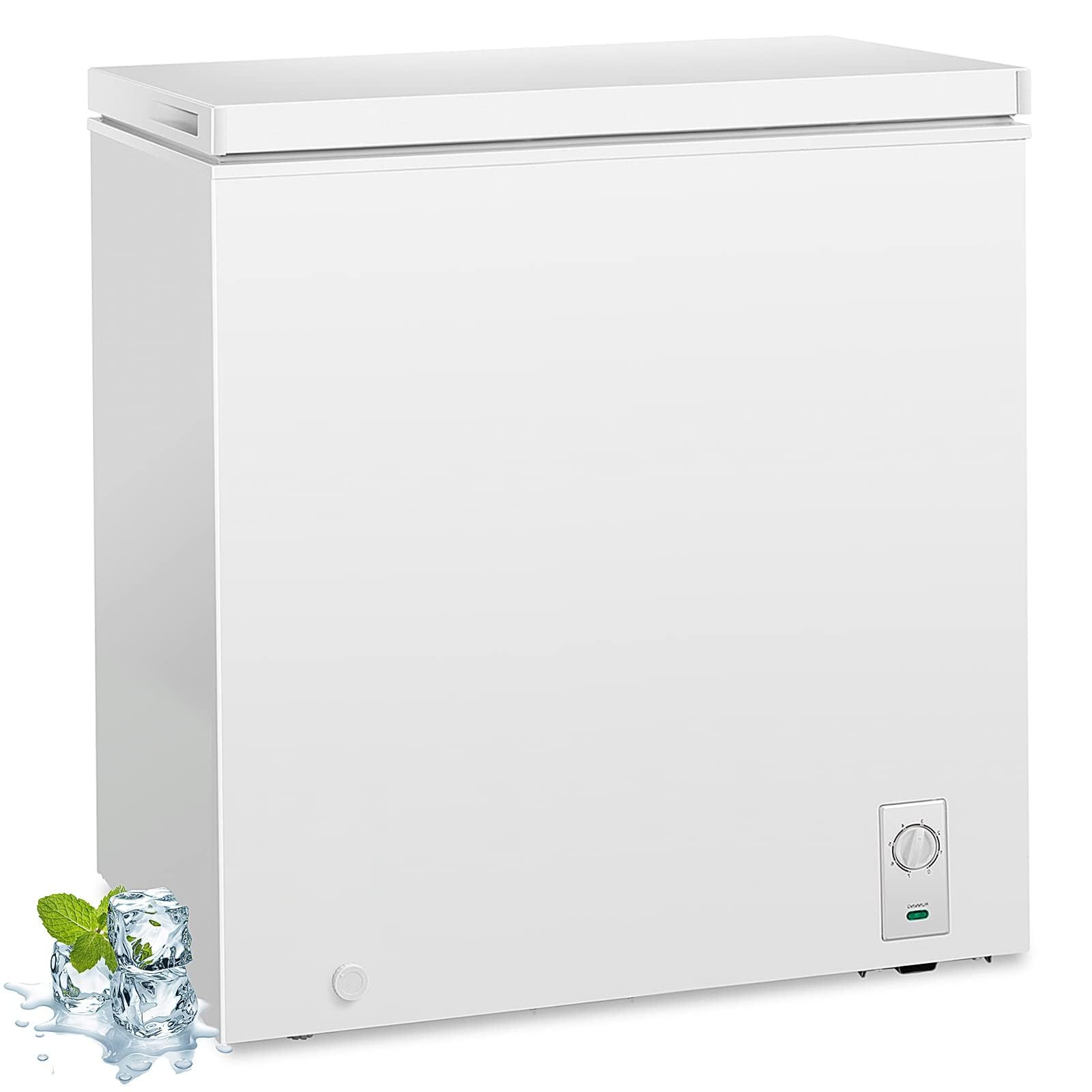 Antarctic Star 7.0 Cu.ft Chest Freezer 6.8℉to -4℉with Removable Basket Free Standing Top open Door Compact Freezer with Adjustable 7 Temperature Defrost Water Drain/Power Saving UL Certified White