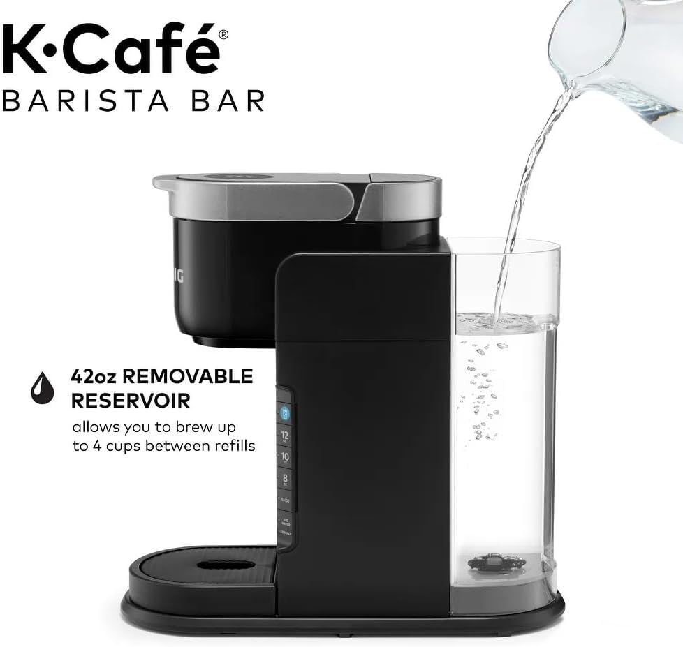 Keurig K-Café Barista Bar Single Serve Coffee Maker, with 3 Brew Sizes, Hot and Cold Brew Capabilities, 2oz Coffee Shot Button, Black (Renewed)