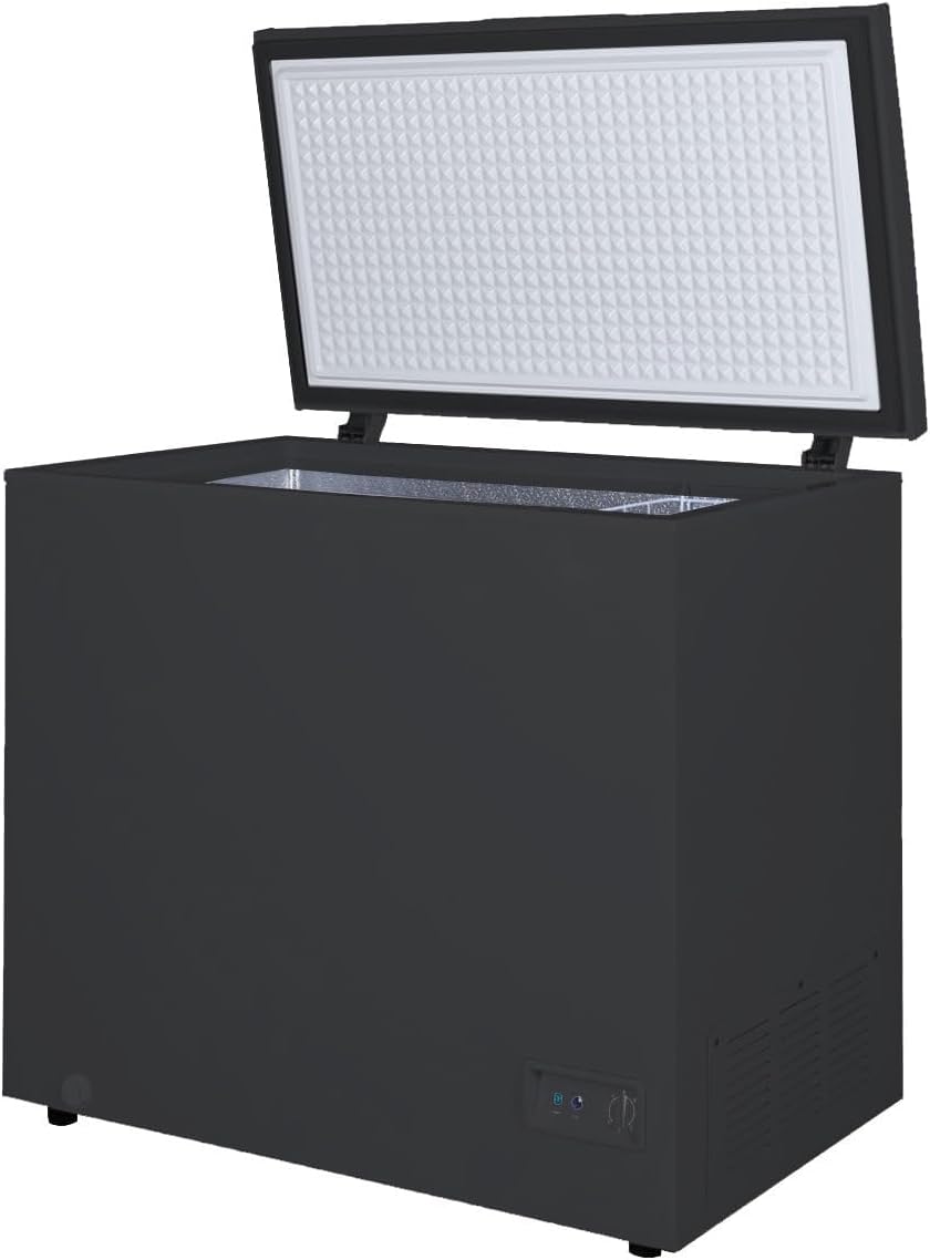 4.98 Cubic Feet Deep Chest Freezer Compact Freezers with Adjustable Thermostat Top Open Door Freezer Compressor Cooling with Rmovable Storage Basket for Home Kitchen Office and Bar (Black)
