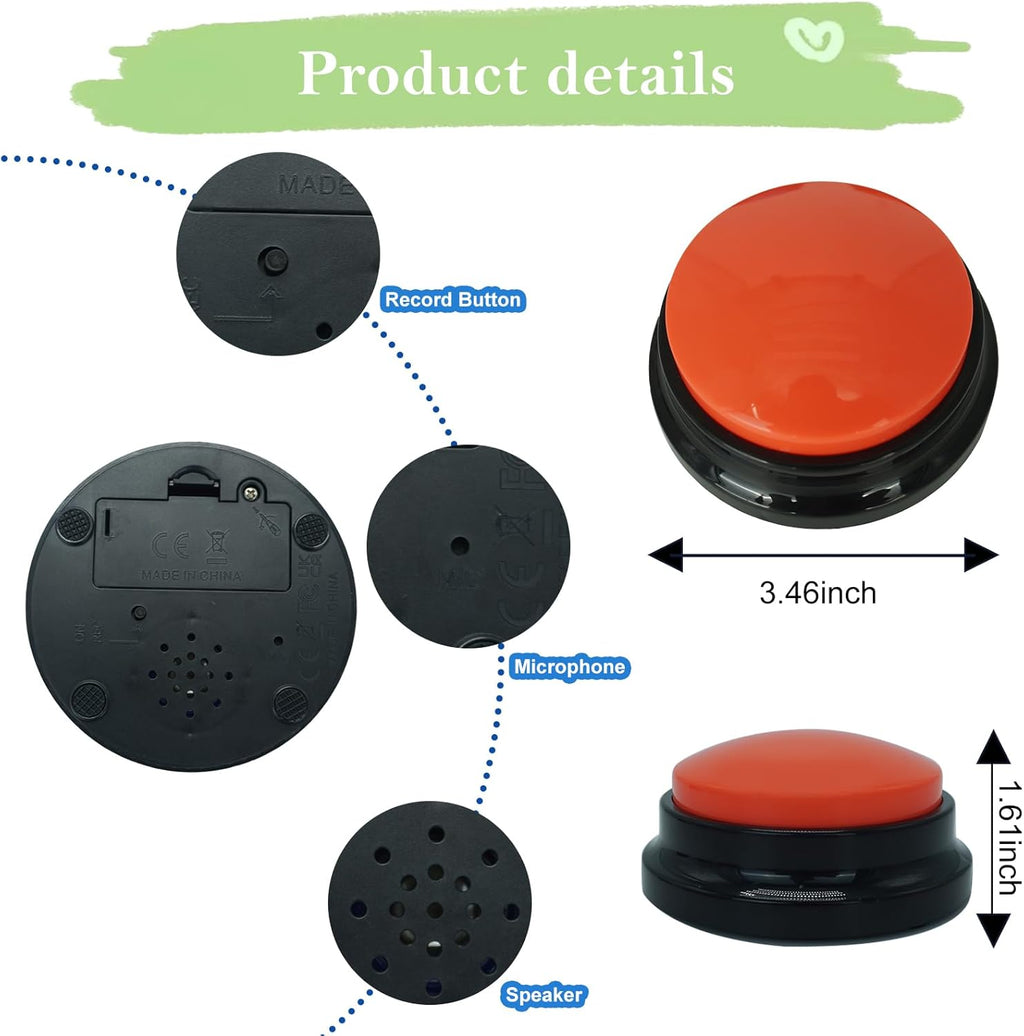 Set of 4 Dog Buttons for Communication, Voice Recordable Buttons for Classroom, Dog Training Talking Buttons Starter Set, Pet Easy Speaking Buttons Tools