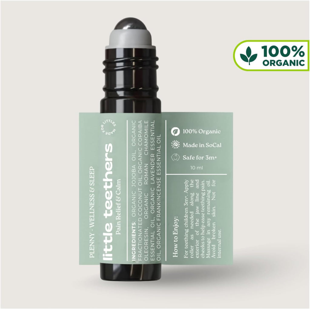 Natural Teething Relief Roller with Organic Essential Oils, 3 Months+, Made with Jojoba Oil, Chamomile, Lavender, Frankincense