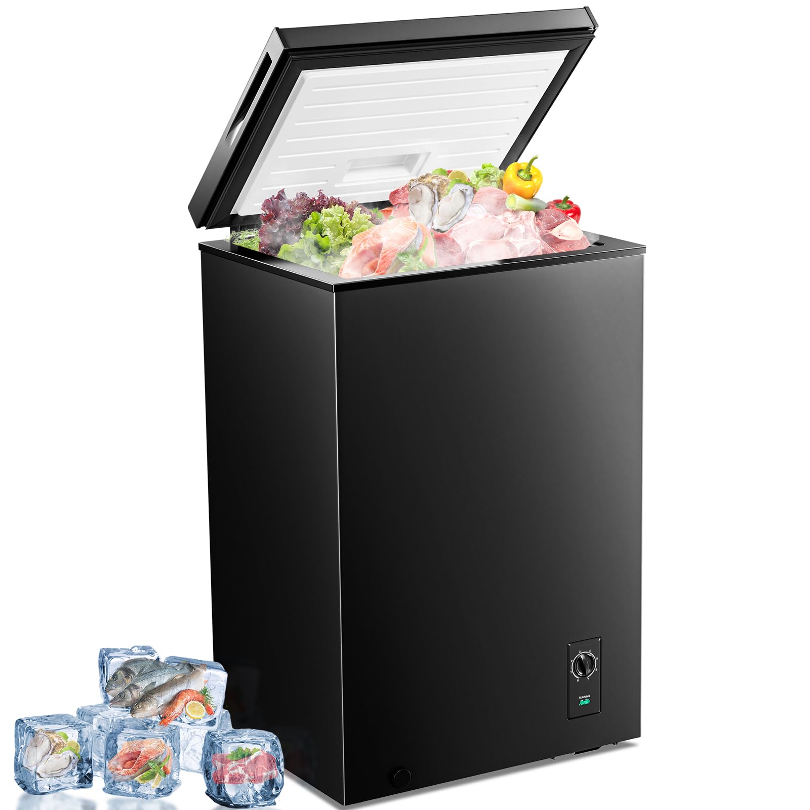 Antarctic Star 7.0 Cu.ft Chest Freezer 6.8℉to -4℉with Removable Basket Free Standing Top open Door Compact Freezer with Adjustable 7 Temperature Defrost Water Drain/Power Saving UL Certified White