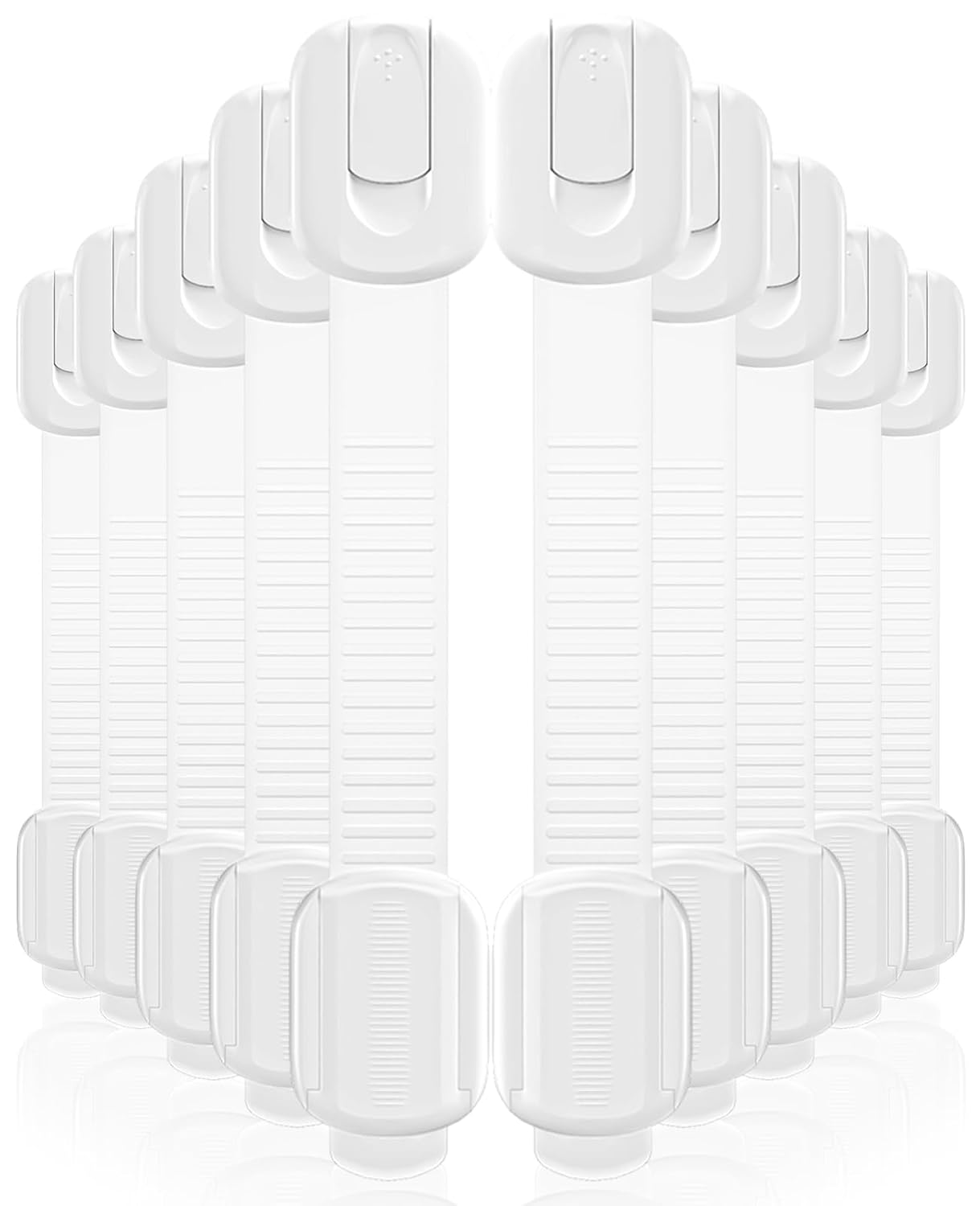 10 Pack Cabinet Locks Baby Proofing, Child Proof Cabinet Locks with 3M Adhesive - Easy Installation with Adjustable Straps, Multi-Purpose Child Safety Latches for Drawers Fridge Trash Cans Toilets