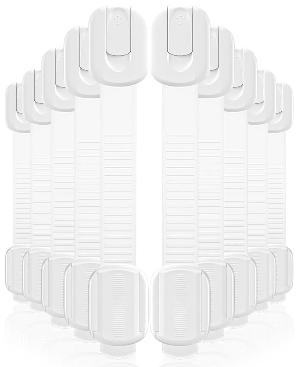 10 Pack Cabinet Locks Baby Proofing, Child Proof Cabinet Locks with 3M Adhesive - Easy Installation with Adjustable Straps, Multi-Purpose Child Safety Latches for Drawers Fridge Trash Cans Toilets