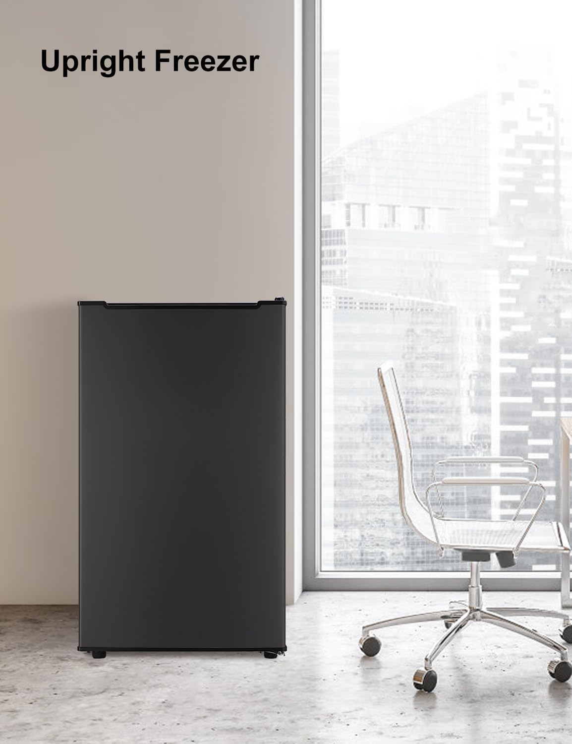 Upright Freezer, 3.2 Cu Ft Mini Small Deep Freezer for 1-2 People, Portable Compact Freezer with 3 Plastic Baffles, 4D Cooling & 40dB Ultra-Quiet, Fast Freeze (-13°F) - Black