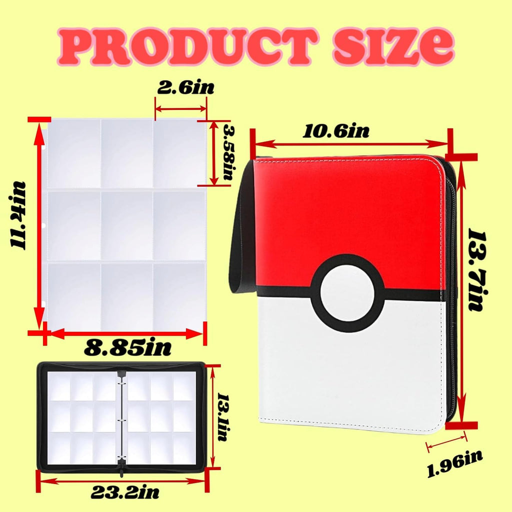 9-Pocket Trading Card Binder Holds 900 Cards - Includes 50 Removable Sleeves, Portable Zippered Card Album, Protective Game Card Storage Case for Collectors (9 pockets 900)