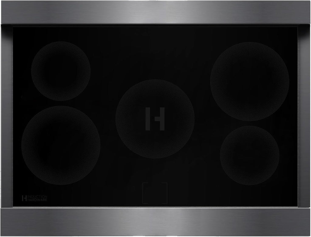 36″ Induction Range CookTop — 5 Burner Professional Electric Cooktop in Black Stainless Steel by Induction Hardware