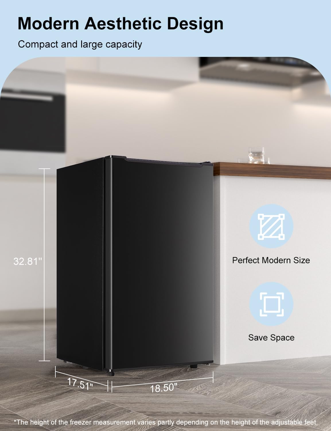 Upright Freezer, 3.2 Cu Ft Mini Small Deep Freezer for 1-2 People, Portable Compact Freezer with 3 Plastic Baffles, 4D Cooling & 40dB Ultra-Quiet, Fast Freeze (-13°F) - Black