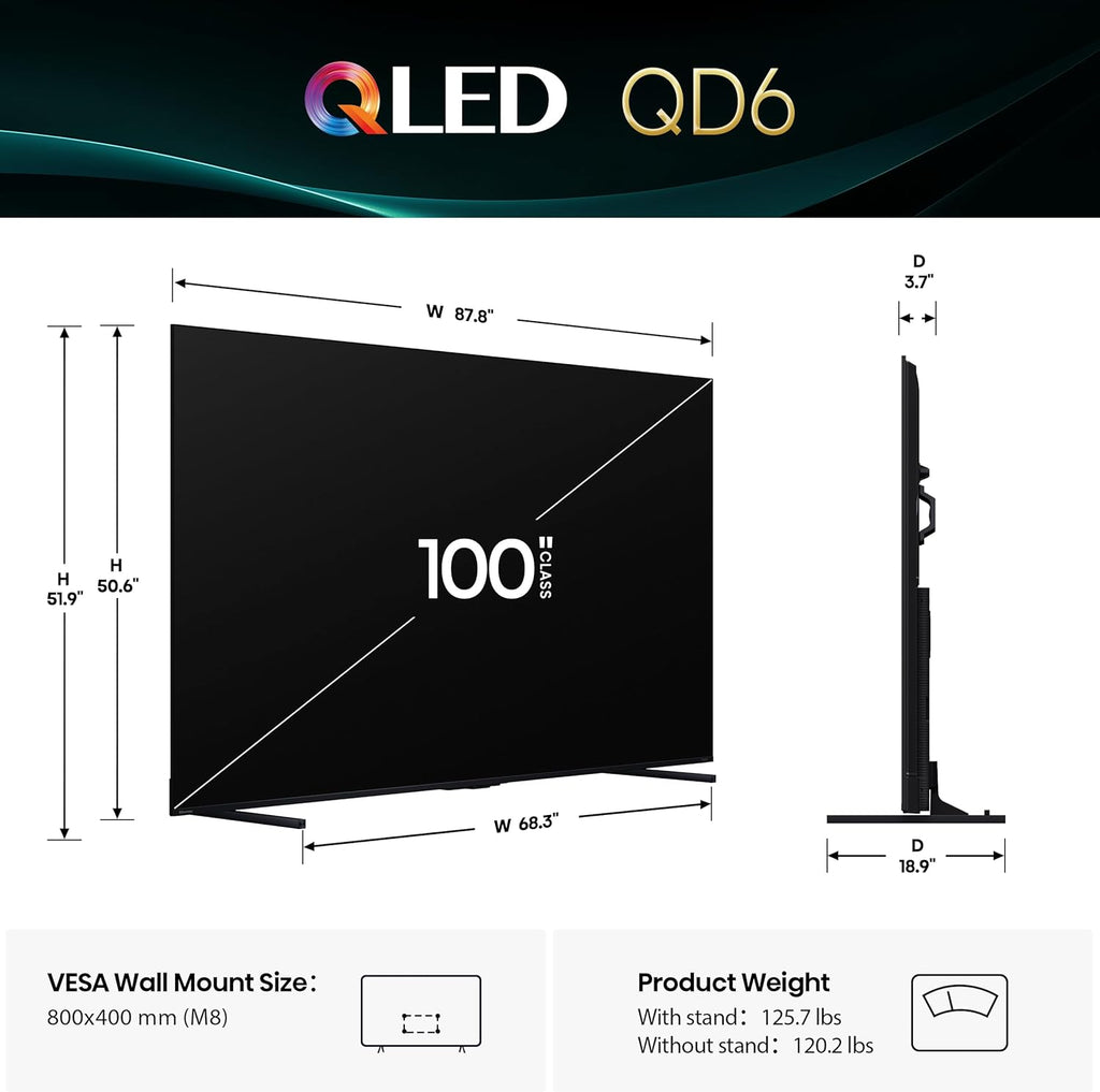 Hisense 100" Class QD6 Series (100QD6QF, 2025 Model) QLED 4K UHD Smart Fire TV, 144Hz, Voice Remote with Alexa, Dolby Vision, Dolby Atmos, Motion Rate 240, HDR 10+, Game Mode Pro, MEMC, VRR, ALLM