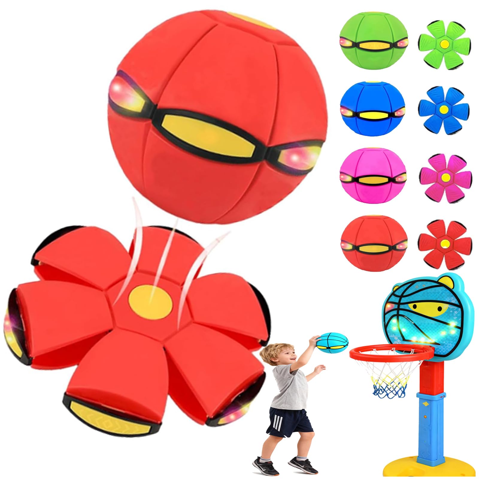 Magic Ball, Children Bouncing Ball, Parent-Child Interaction, Dual Form Freely Switchable, with 6 Light (Blue)