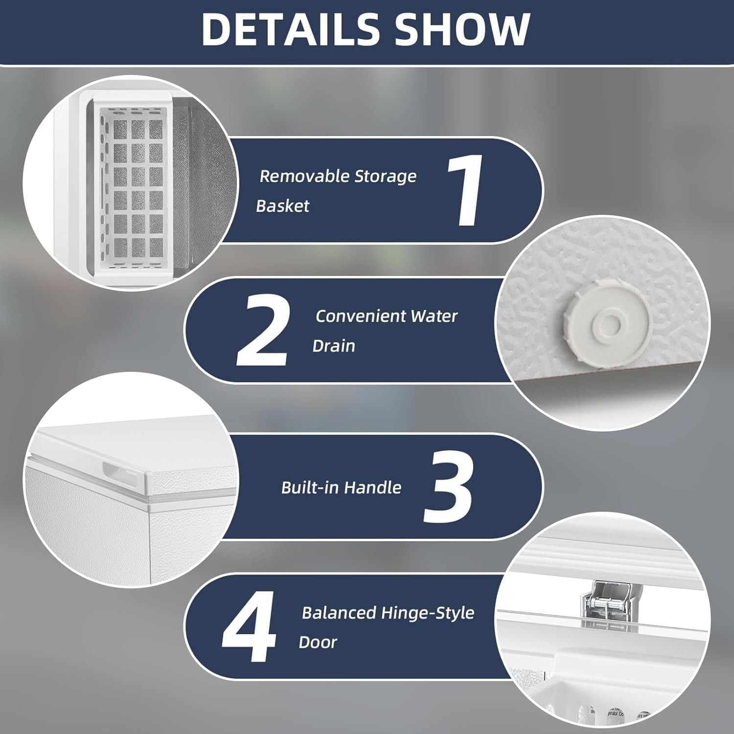 Antarctic Star 7.0 Cu.ft Chest Freezer 6.8℉to -4℉with Removable Basket Free Standing Top open Door Compact Freezer with Adjustable 7 Temperature Defrost Water Drain/Power Saving UL Certified White