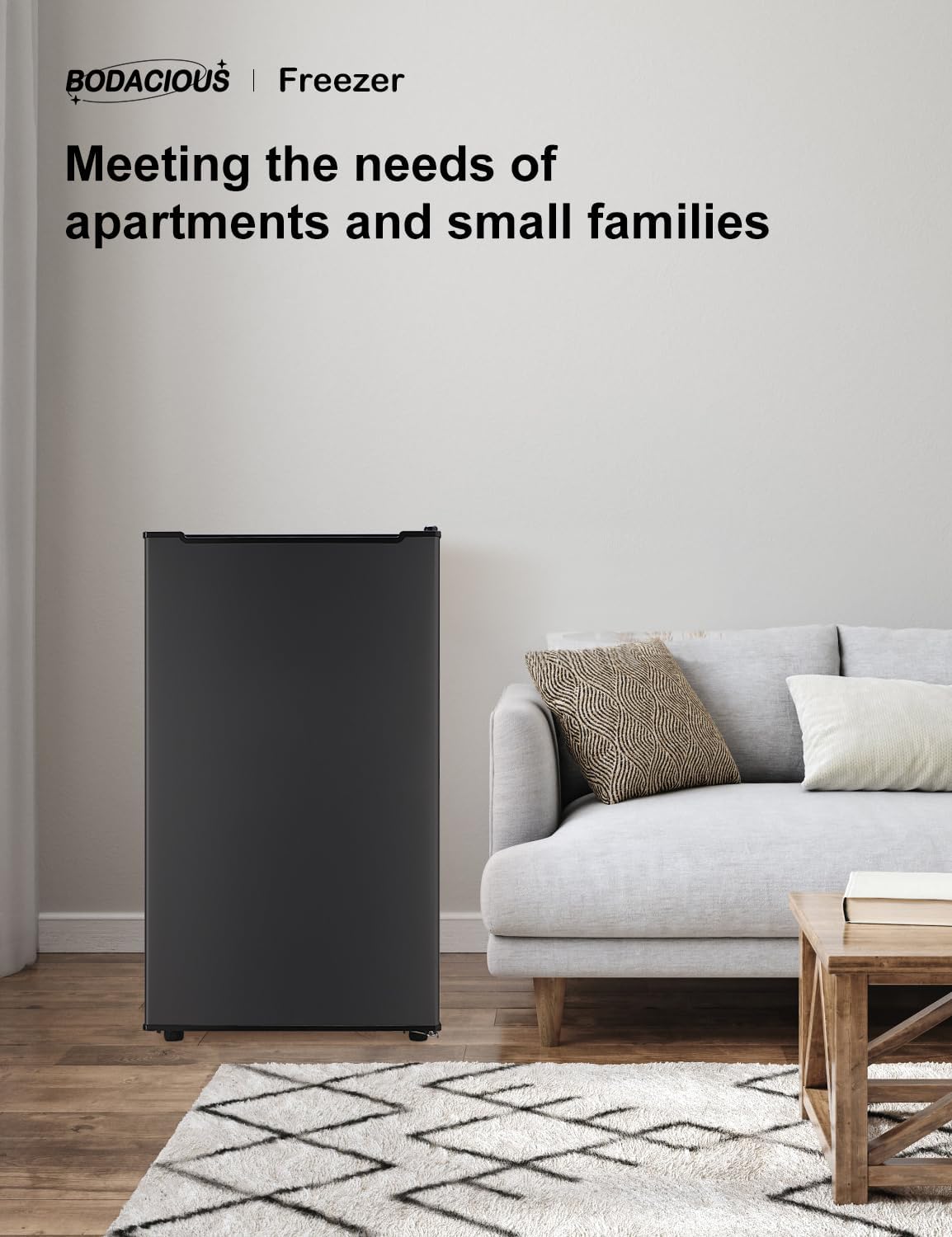 Upright Freezer, 3.2 Cu Ft Mini Small Deep Freezer for 1-2 People, Portable Compact Freezer with 3 Plastic Baffles, 4D Cooling & 40dB Ultra-Quiet, Fast Freeze (-13°F) - Black