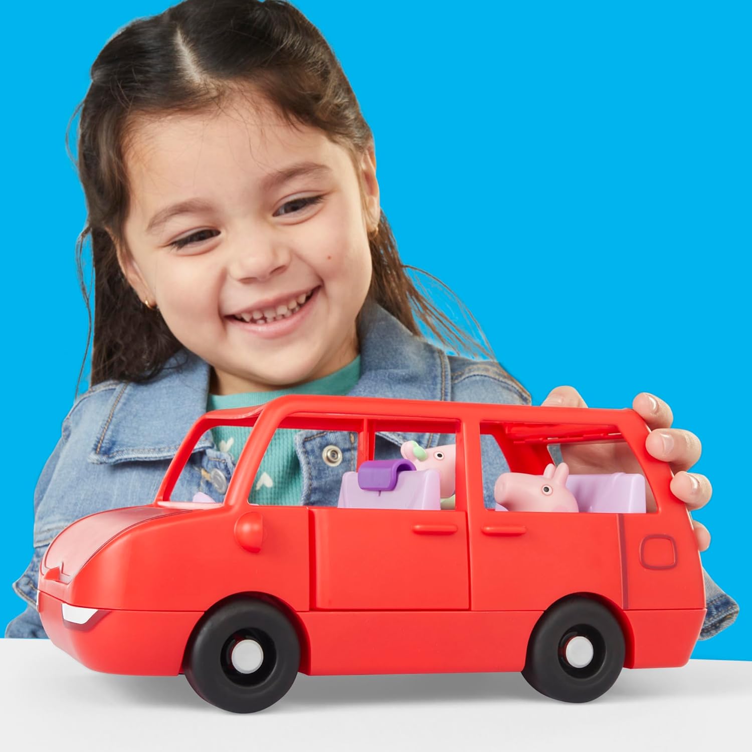 PEPPA PIG Peppa's Big Family Car with 2 Figures (Fits 5), Toy Car Playset for Girls and Boys 3 and Up