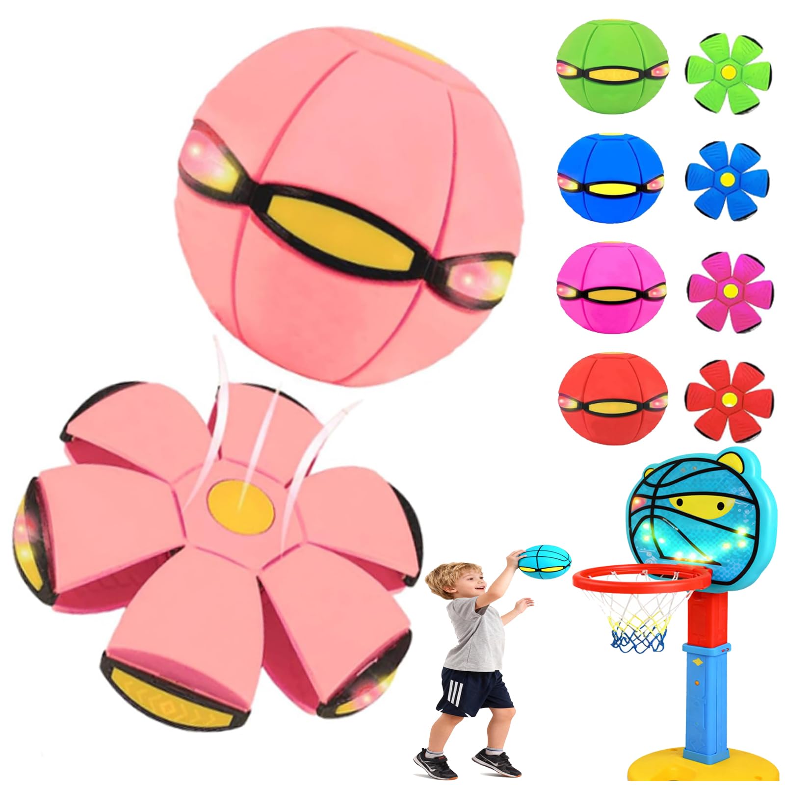 Magic Ball, Children Bouncing Ball, Parent-Child Interaction, Dual Form Freely Switchable, with 6 Light (Blue)