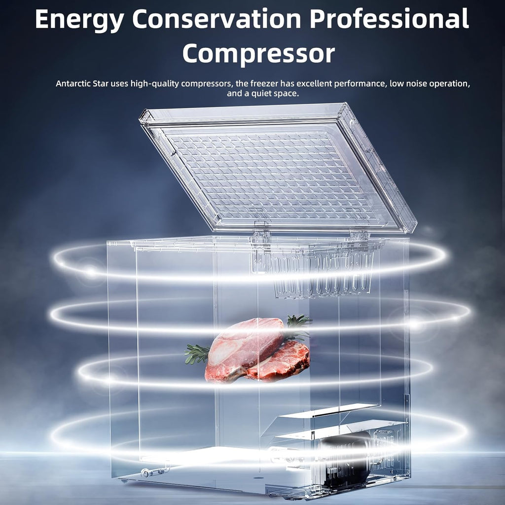 Antarctic Star 7.0 Cu.ft Chest Freezer 6.8℉to -4℉with Removable Basket Free Standing Top open Door Compact Freezer with Adjustable 7 Temperature Defrost Water Drain/Power Saving UL Certified White