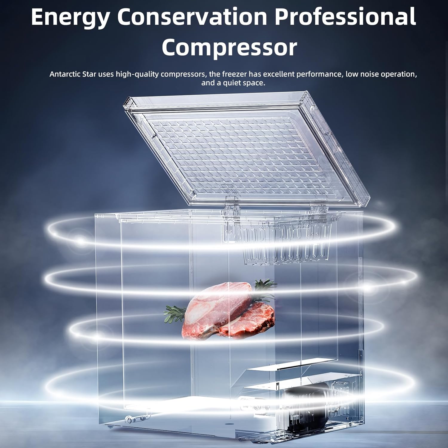 Antarctic Star 7.0 Cu.ft Chest Freezer 6.8℉to -4℉with Removable Basket Free Standing Top open Door Compact Freezer with Adjustable 7 Temperature Defrost Water Drain/Power Saving UL Certified White