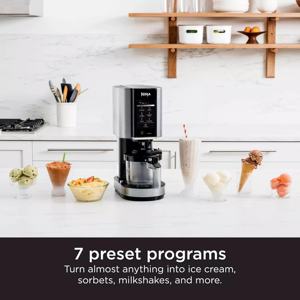 SharkNinja NC301 CREAMi 7-In-1 Ice Cream Maker with 7 Custom Frozen Treat Modes and Easy 3-Step Treat Preparation, Cloud Silver (Renewed)