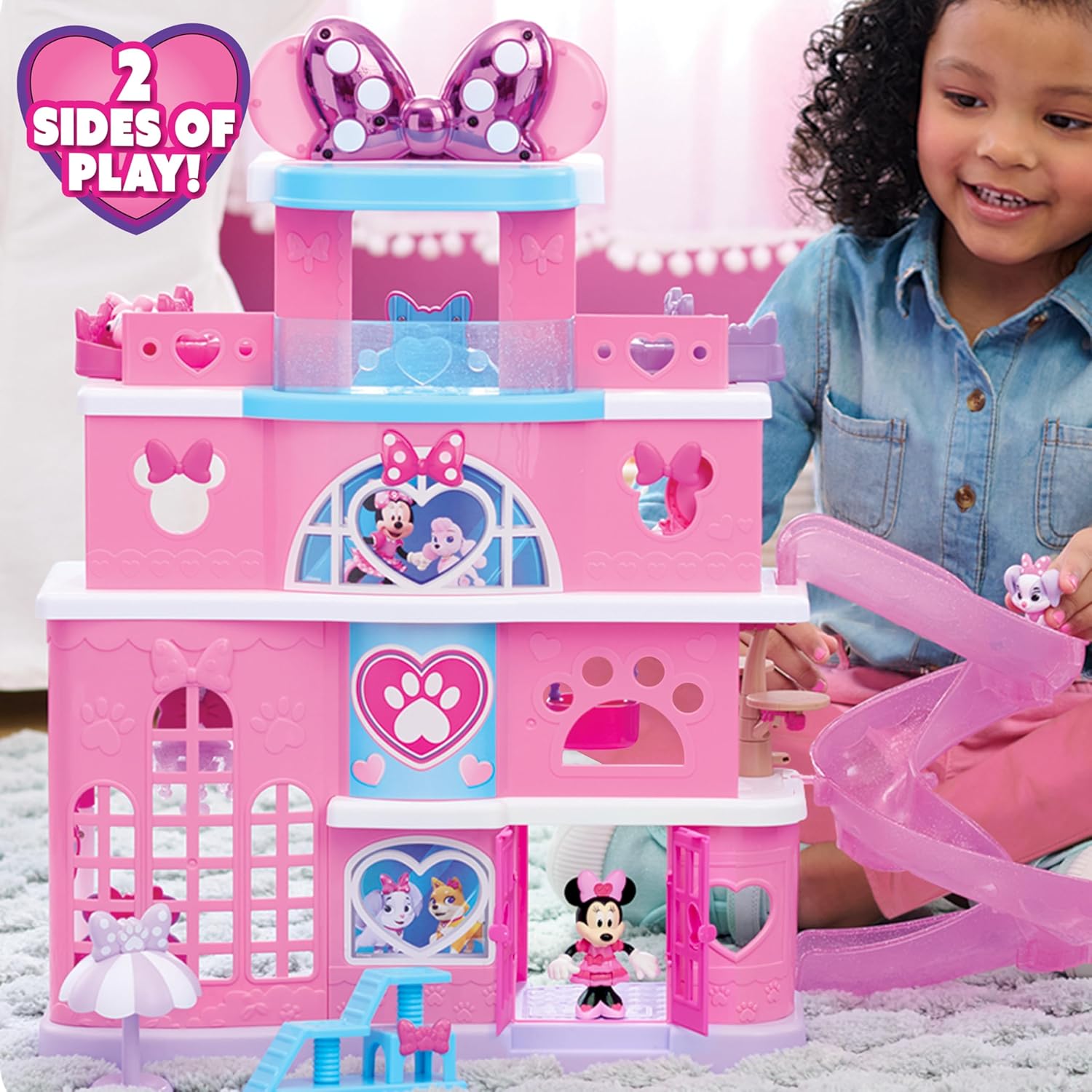 Disney Jr. Minnie Mouse Pet Hotel Playset, 23-Piece Hotel Set, 20 Inch Tall Playset, Ages 3 and Up