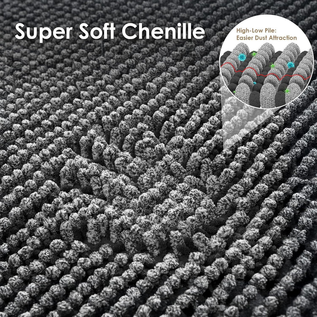 EHEYCIGA Super Absorbent Dog Door Mat for Muddy Paws 30x20 Inch Indoor, Front Doormat Outside Entrance, Quick Dry Chenille Washable Dog Crate Bed, Non-Slip Pet Rug Mud Mat Outdoor Entryway, Grey