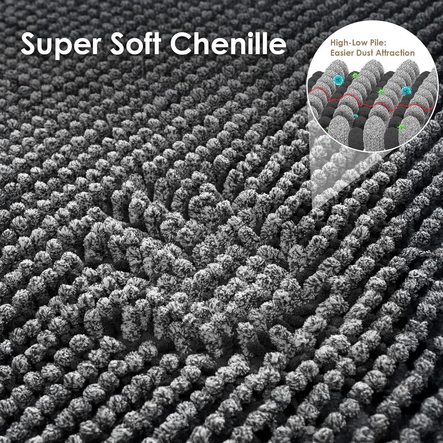 EHEYCIGA Super Absorbent Dog Door Mat for Muddy Paws 30x20 Inch Indoor, Front Doormat Outside Entrance, Quick Dry Chenille Washable Dog Crate Bed, Non-Slip Pet Rug Mud Mat Outdoor Entryway, Grey