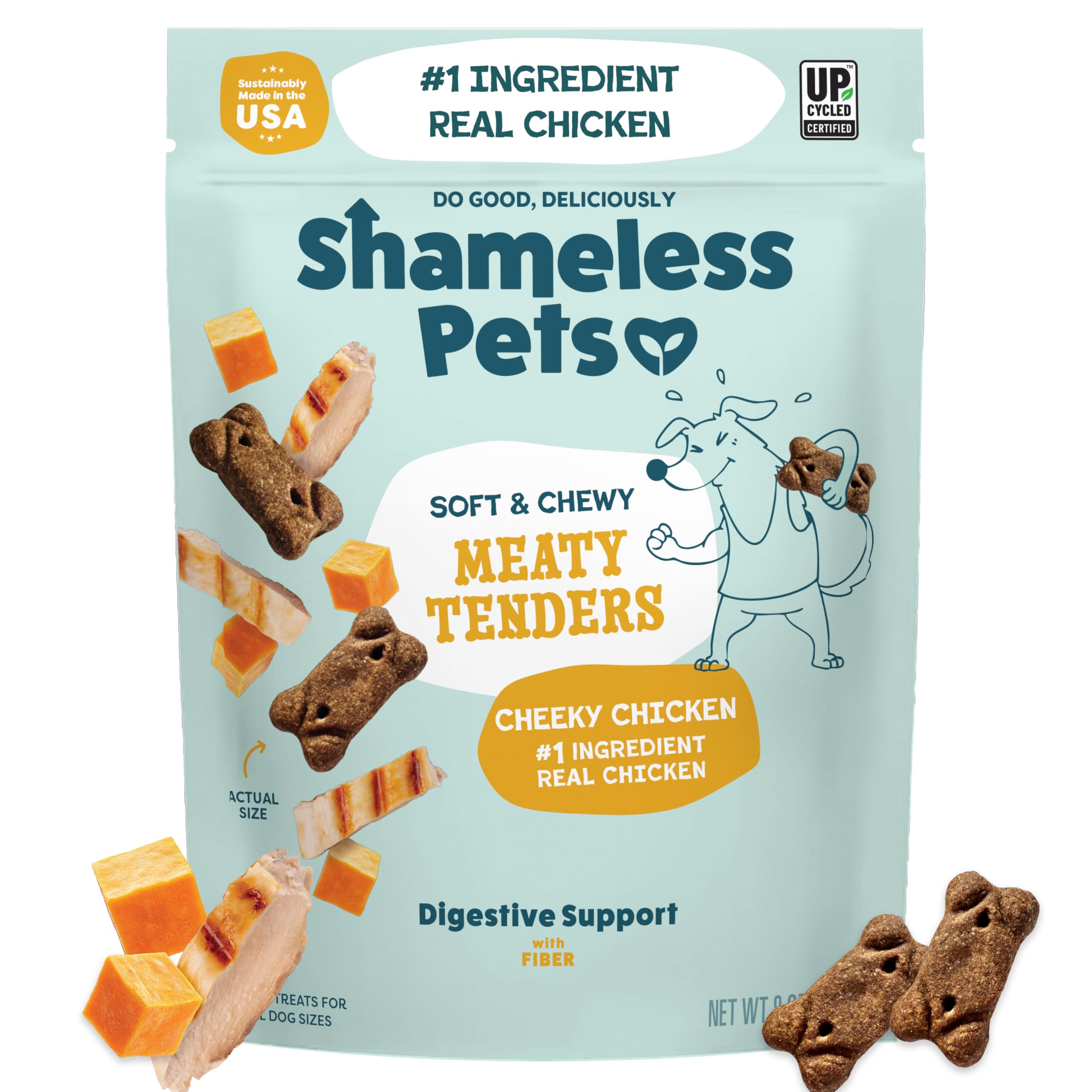 Shameless Pets Soft & Chewy Dog Treats, Bacon Me Crazy Meaty Tenders, 8oz – Real Bacon is 1st Ingredient – Grain Free, No Corn or Soy – Digestive Support – for Small, Medium & Large Dogs