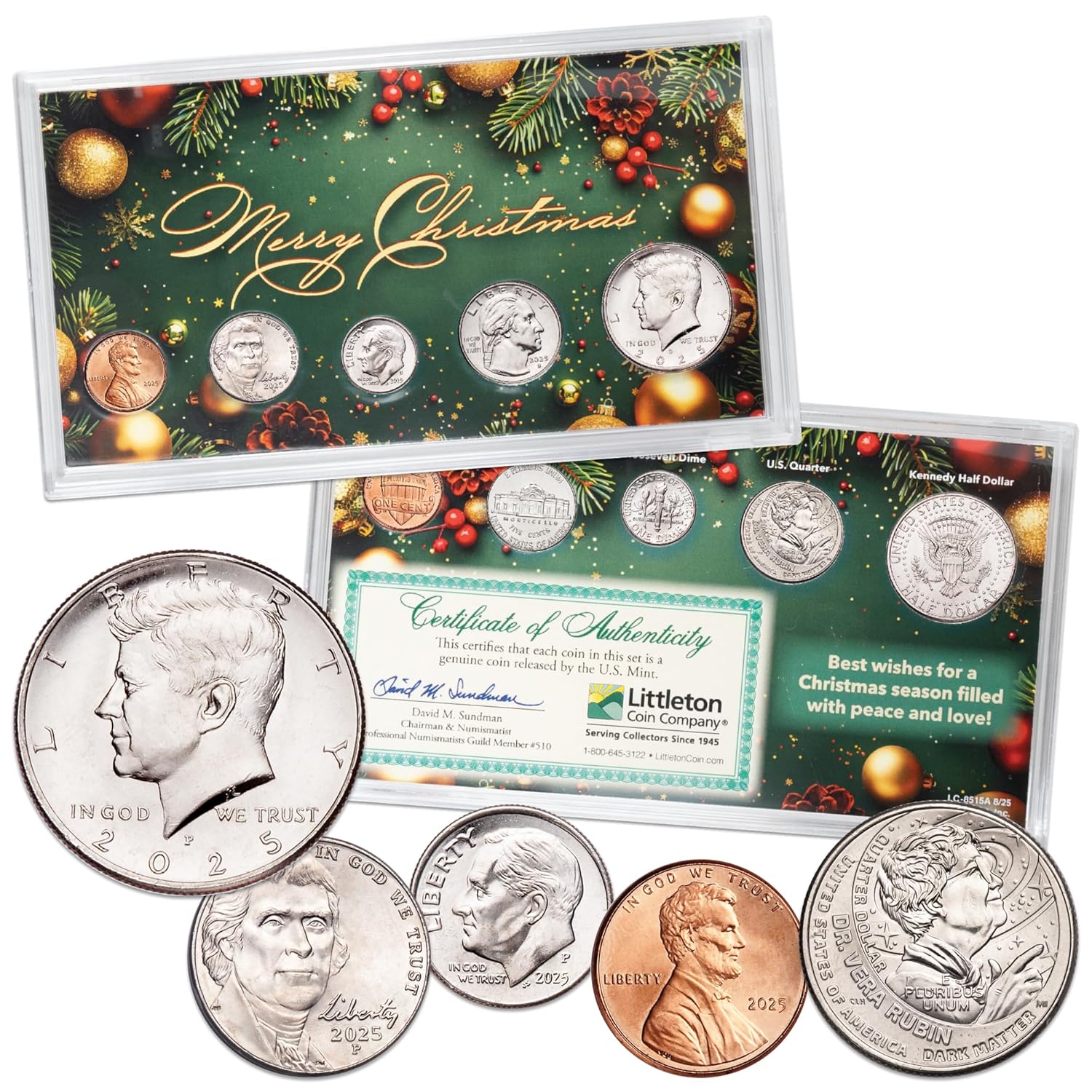 2025 Merry Christmas U.S. 5-Coin Year Set Uncirculated with Holder