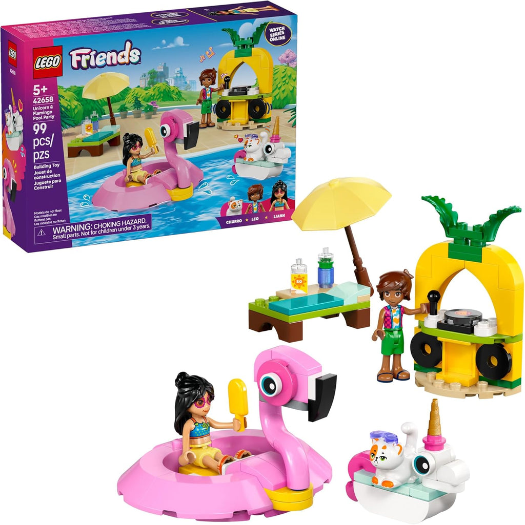 LEGO Friends Unicorn & Flamingo Pool Party Pretend Play Building Toy - Creative Storytelling Playset for Kids for Boys & Girls, Ages 5+ - Birthday Gift Idea for Kids - 42658