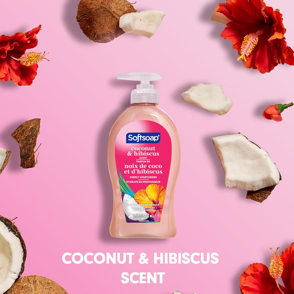 Softsoap Coconut & Hibiscus Scent Hydrating Liquid Hand Soap, Liquid Hand Soap, 11.25 Fl Oz (Pack of 6)