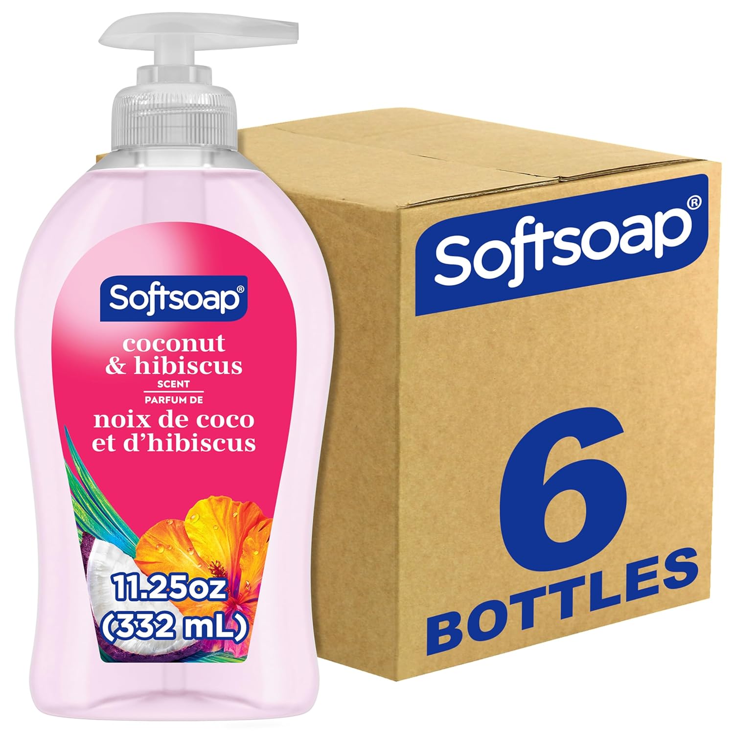 Softsoap Coconut & Hibiscus Scent Hydrating Liquid Hand Soap, Liquid Hand Soap, 11.25 Fl Oz (Pack of 6)