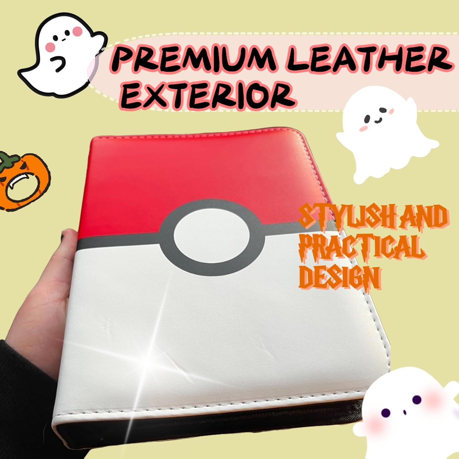 9-Pocket Trading Card Binder Holds 900 Cards - Includes 50 Removable Sleeves, Portable Zippered Card Album, Protective Game Card Storage Case for Collectors (9 pockets 900)