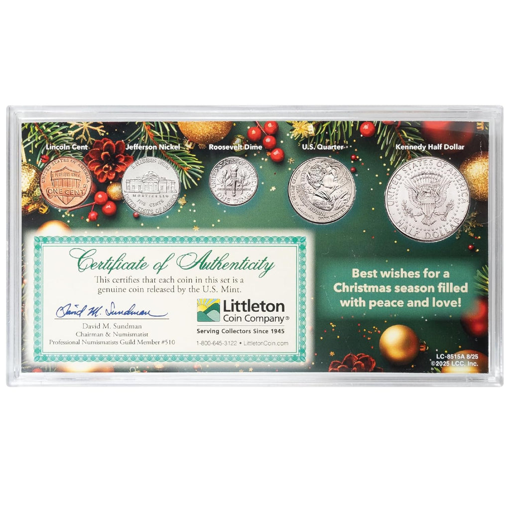 2025 Merry Christmas U.S. 5-Coin Year Set Uncirculated with Holder