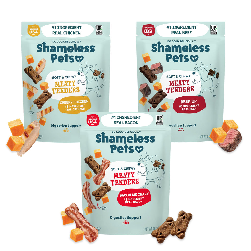 Shameless Pets Soft & Chewy Dog Treats, Bacon Me Crazy Meaty Tenders, 8oz – Real Bacon is 1st Ingredient – Grain Free, No Corn or Soy – Digestive Support – for Small, Medium & Large Dogs