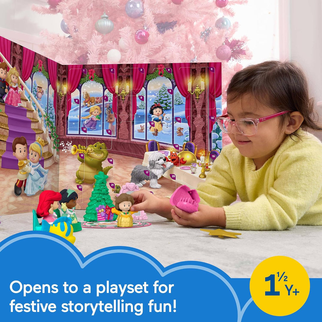 Fisher-Price Little People Toddler Toy Disney Princess Advent Calendar, 24 Figures & Accessories for Preschool Pretend Play Ages 18+ Months
