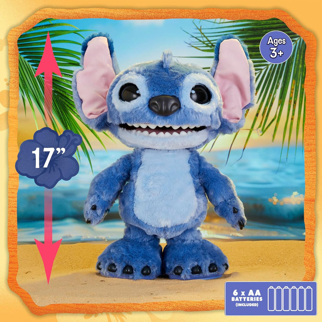Disney Stitch Ultimate Interactive 17" Plush Toy, 100+ Sounds & Reactions, Inspired by Disney’s Live-Action Lilo & Stitch Film, New Movie Toy for Fans, Girls, Boys, Kids 3 and Up by Just Play