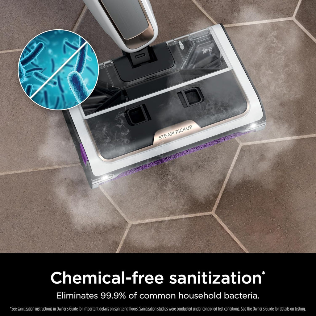 Shark Steam Pickup 3-in-1 Steam Mop Picks Up Debris, Deep Scrubs, & Steam Sanitizes - All At Once, Lightweight Steam Cleaner for Home, Steam Cleaner for Hardwood, Tile & Laminate, White, SD205CCO (Renewed)