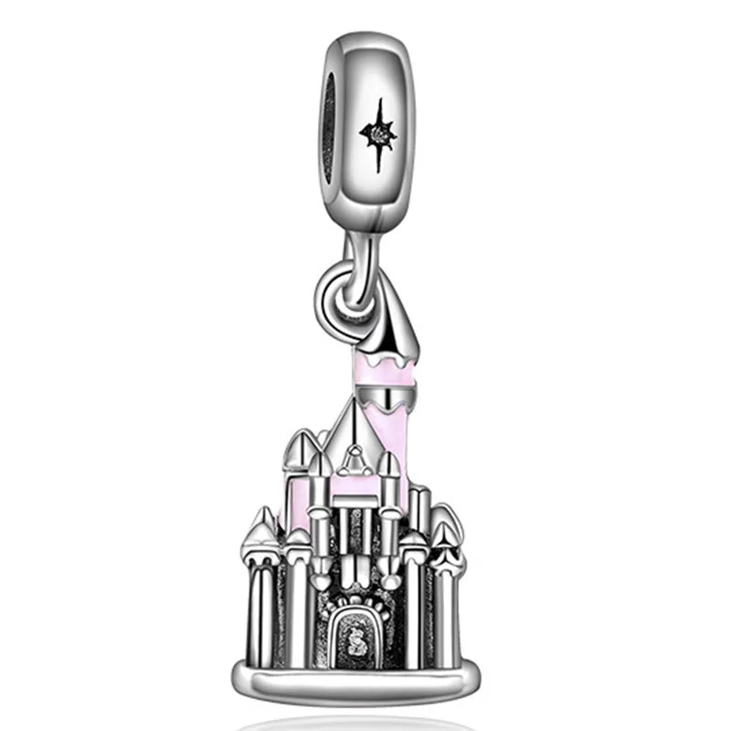 Disney Mickey Minnie Ice and Snow Princess Cartoon Series Pendant DIY Large Hole Zinc Charm Jewelry