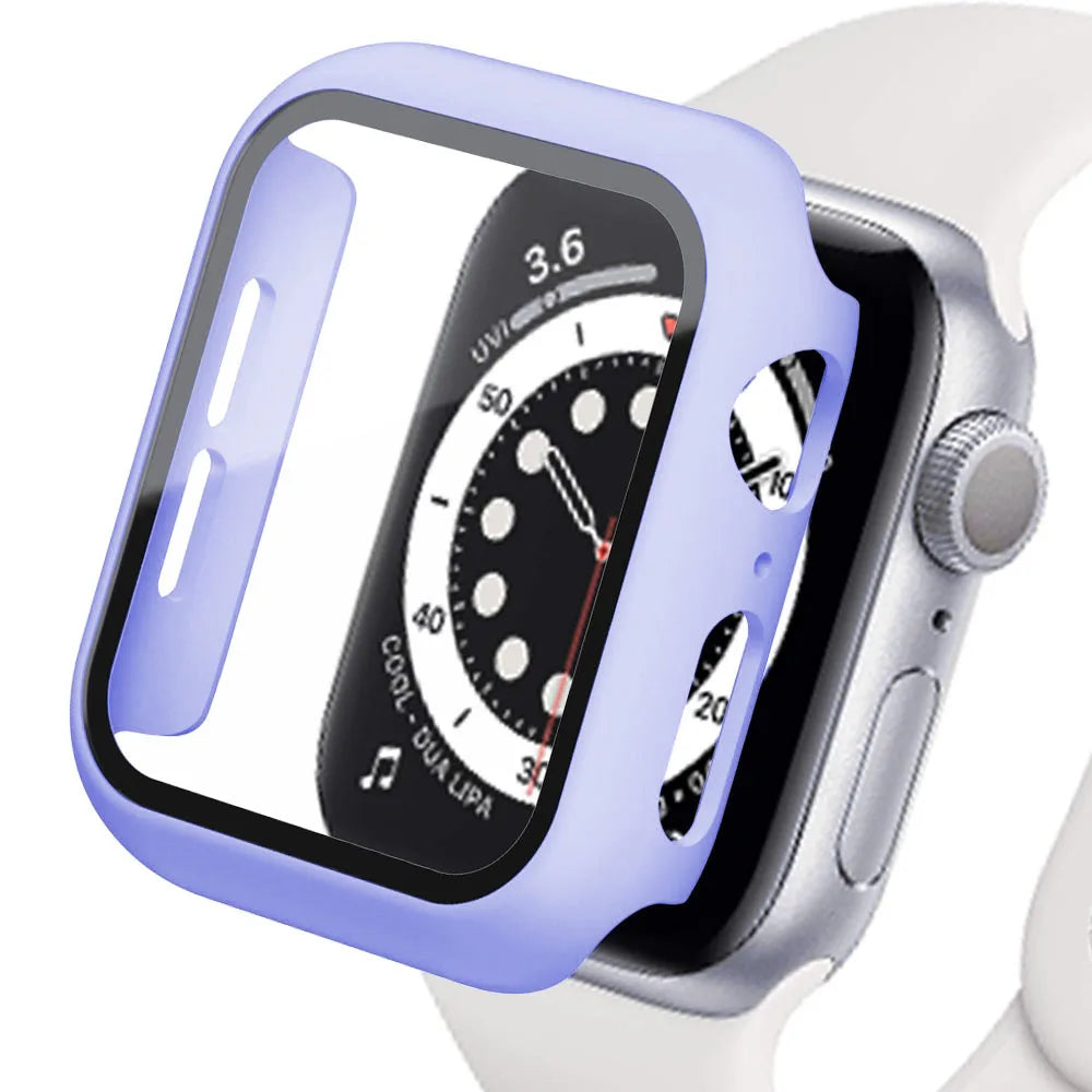 Tempered Glass+cover For Apple Watch Accessories 45mm 41mm 44mm 40mm 42mm Screen Protector Apple watch Case serie 9 4 5 6 SE 7 8