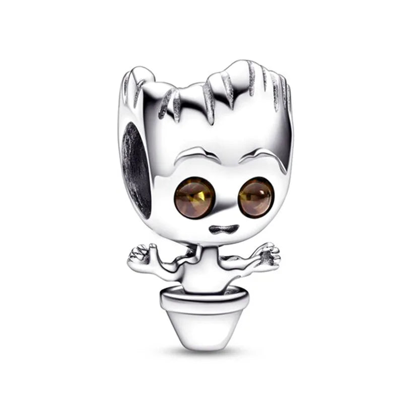 Disney Mickey Minnie Ice and Snow Princess Cartoon Series Pendant DIY Large Hole Zinc Charm Jewelry