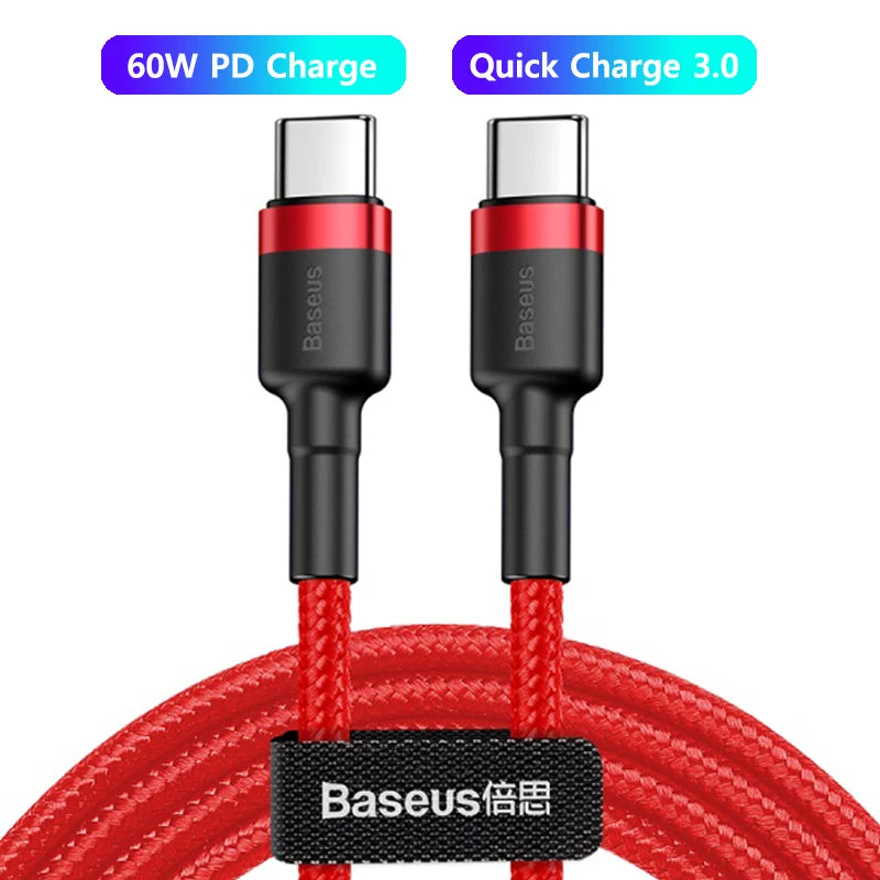 Baseus 100W/5A USB C To USB Type C Cable For iPhone 16 15 PD Fast Charging Charger Cord For Macbook Samsung Xiaomi Type-C Cable