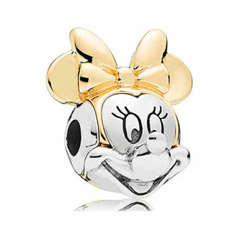 Disney Mickey Minnie Ice and Snow Princess Cartoon Series Pendant DIY Large Hole Zinc Charm Jewelry