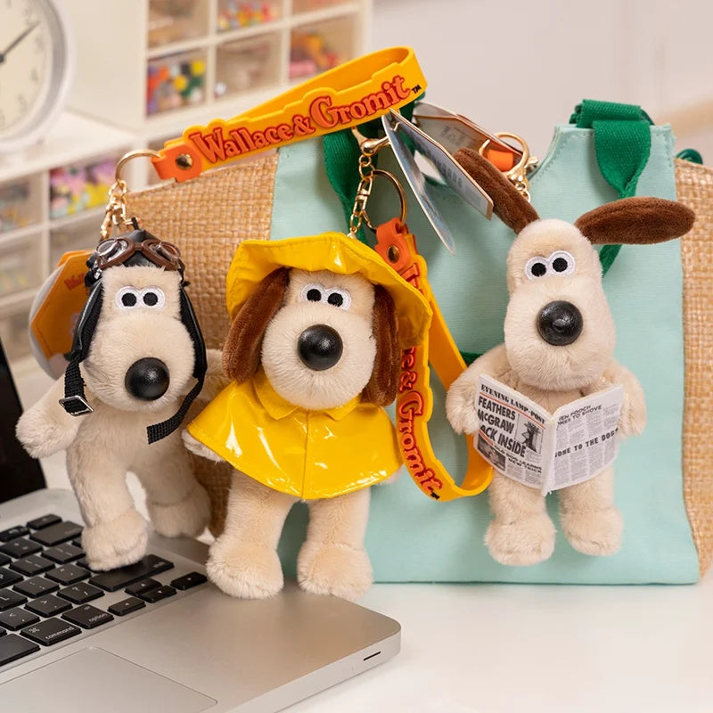 Original Wallace&Gromit Plush Toy Kawaii Gromit Wallace Toys Cartoon Dogs Bag Pendant Key Chain Anime Cute Puppy Stuffed Dolls