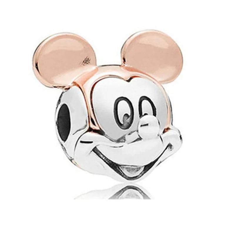 Disney Mickey Minnie Ice and Snow Princess Cartoon Series Pendant DIY Large Hole Zinc Charm Jewelry