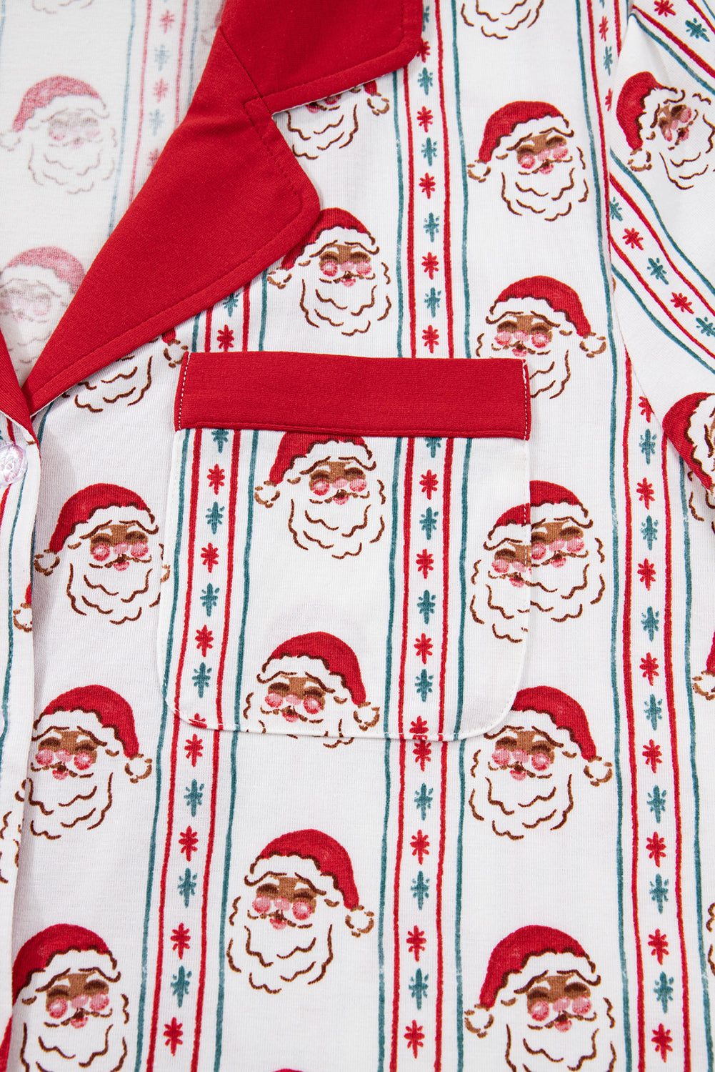 White Santa & Stripes Ruffle PJ Set